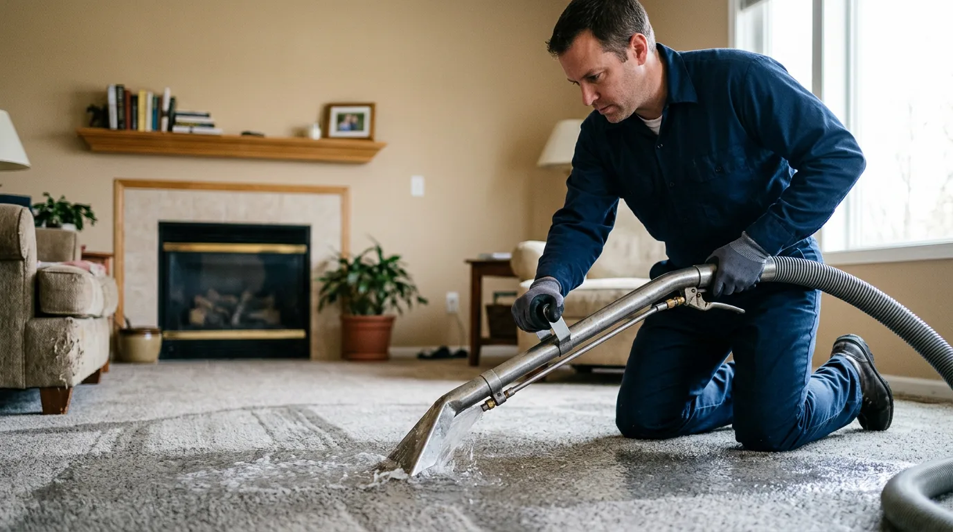 Water damage restoration technician working near Marble City, OK